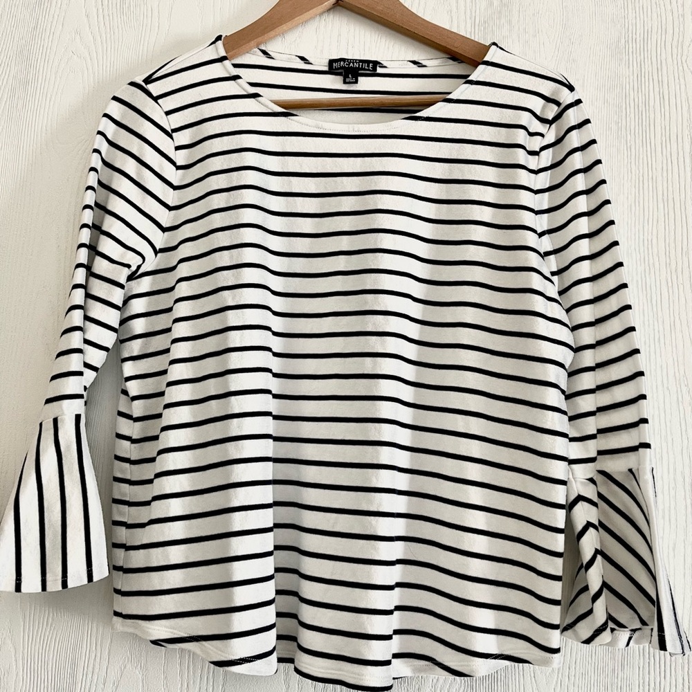 J Crew Blue Stripe Boat Top